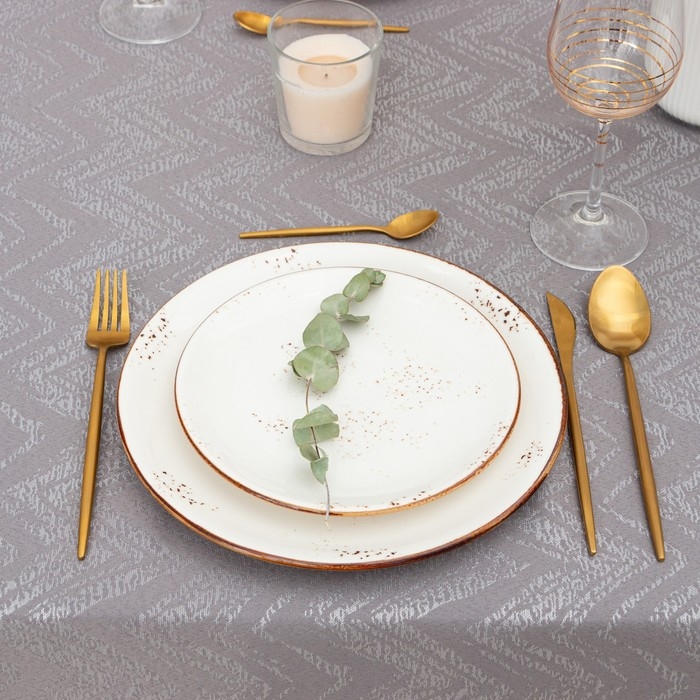 Скатерть Этель "Lines" цв.серый, 142*180 +/-3 см, 115 &plusmn;10 гр,100% п/э