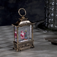 Светодиодная фигура &laquo;Фонарь с ёлкой и Дедом Морозом&raquo; 7.6 &times; 13.5 &times; 3.2 см, пластик, блёстки, батарейки AG13х3 (в комплекте), свечение тёплое белое