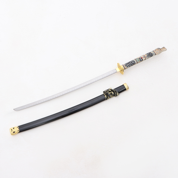 Сувенирное оружие &laquo;Катана на подставке&raquo;, чёрные ножны, рукоятка &mdash; под слоновую кость, 108 см