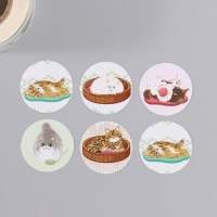 Наклейка бумага "Котята" d=2,5 см 252 шт в рулоне Наклейка бумага "Котята" d=2,5 см 252 шт в рулоне