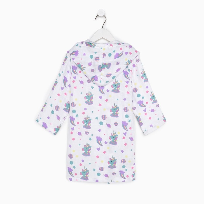 Халат детский муслиновый LoveLife &laquo;Единороги&raquo; (3 года, рост 98-104 см) 100% хлопок, 235 гр/м2