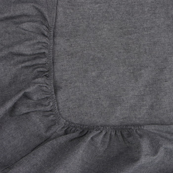Простыня на резинке SL Home Простыня на резинке SL Home "Деним" 140*200+30 см, цв.темно-серый, 100% жатый хлопок