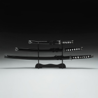 Сув. изделие катаны 3в1 на подставке, ножны дерево, черные глянец 54/81/100см, рукоять микс