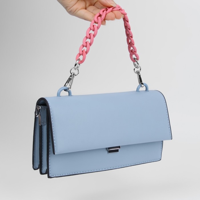 Цепочка для сумки, с карабинами, пластиковая, 23 &times; 17 мм, 30 см, цвет пыльная роза/серебряный