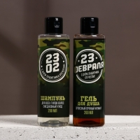 Подарочный набор косметики &laquo;С 23 Февраля!&raquo;, гель для душа 200 мл и шампунь для волос 200 мл, HARD LINE