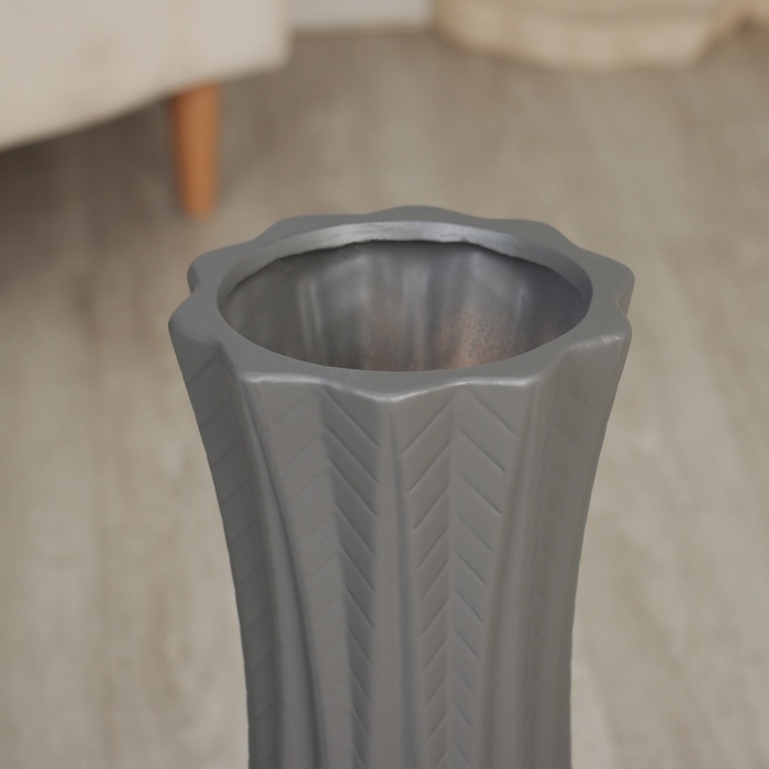 Ваза керамика напольная "Элиза" геометрия, 60 см, серый