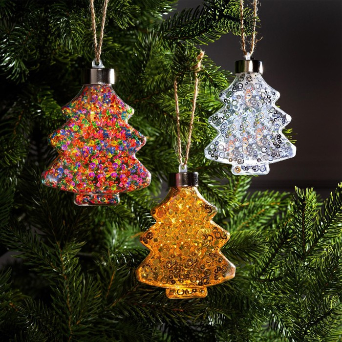 Набор ёлочных шаров «Ёлочки» 3 шт., батарейки, 1 LED, свечение тёплое белое, RGB, белое Набор ёлочных шаров «Ёлочки» 3 шт., батарейки, 1 LED, свечение тёплое белое, RGB, белое