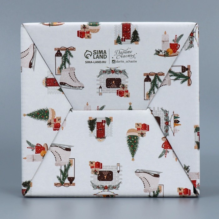 Коробка подарочная новогодняя складная &laquo;Хюгге&raquo;, 15 х 15 х 7 см, Новый год