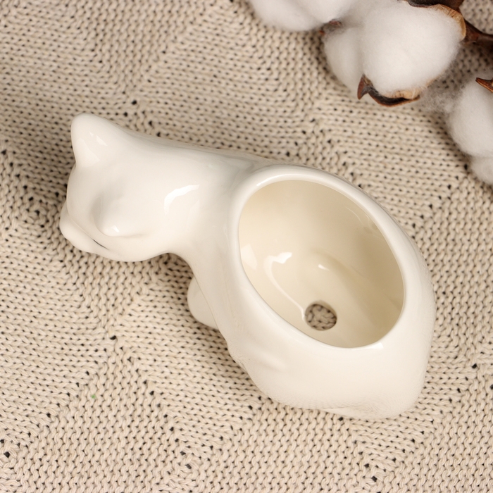 Горшок Горшок "Кошка Милка" белый, 11х5х5см