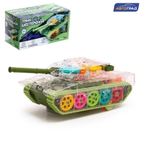Танк &laquo;Шестерёнки&raquo;, свет и звук, работает от батареек, цвет зелёный