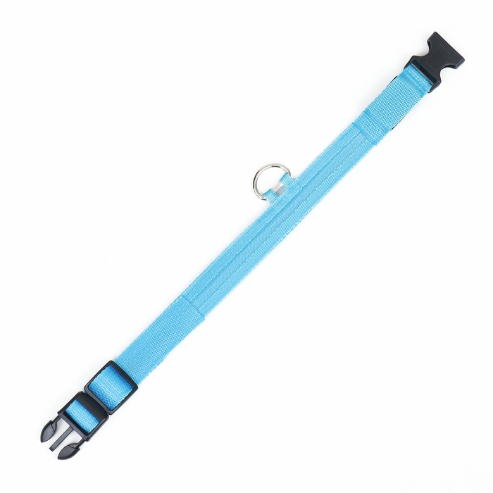 Ошейник с подсветкой размер XL, ОШ 52-60 х 2,5 см, 3 режима свечения голубой Ошейник с подсветкой размер XL, ОШ 52-60 х 2,5 см, 3 режима свечения голубой