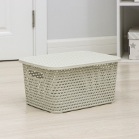 Ящик для хранения с крышкой &laquo;Ротанг&raquo;, 13 л, 37&times;28&times;19 см, цвет белый