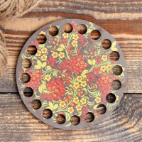 Заготовка для вязания "Хохлома", донышко фанера 3 мм, 10 см, d=9мм Заготовка для вязания "Хохлома", донышко фанера 3 мм, 10 см, d=9мм