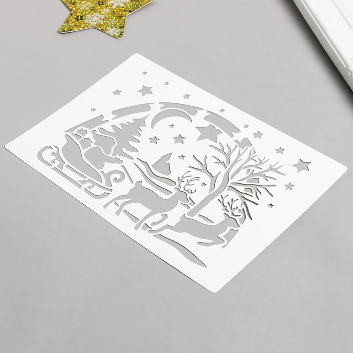 Трафарет пластиковый Трафарет пластиковый "Рождественнская ночь" 24х16 см