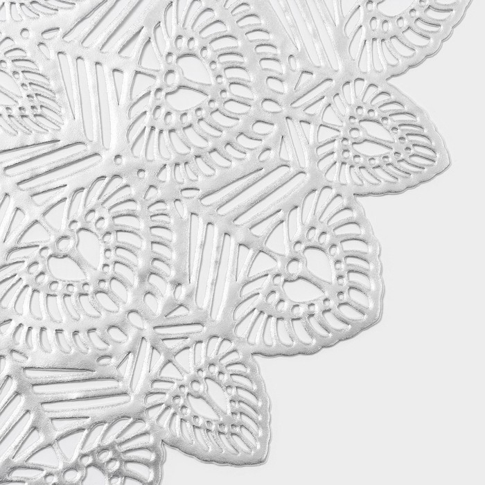 Салфетки сервировочные на стол Доляна «Цунами», d=38 см, 4 шт, цвет серебро Салфетки сервировочные на стол Доляна «Цунами», d=38 см, 4 шт, цвет серебро