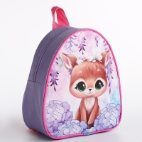 Рюкзак детский для девочки «Оленёнок», 23х20,5х10 см, отдел на молнии, цвет красный Рюкзак детский для девочки «Оленёнок», 23х20,5х10 см, отдел на молнии, цвет красный