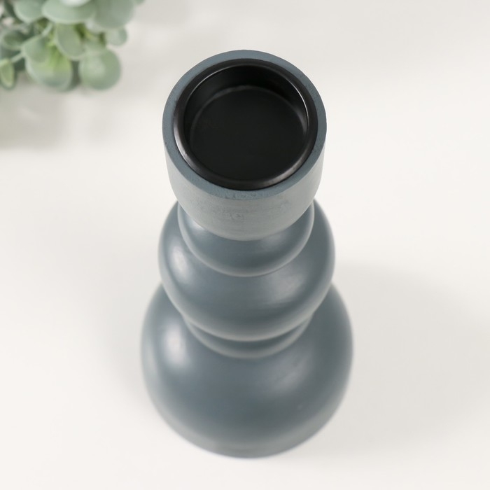 Подсвечник дерево на 1 свечу Подсвечник дерево на 1 свечу "Эллипсы" тёмно-серый 9,8х9,8х24 см