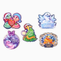 Магнит новогодний деревянный «Новый год: Сказочного года», МИКС из 5 шт Магнит новогодний деревянный «Новый год: Сказочного года», МИКС из 5 шт