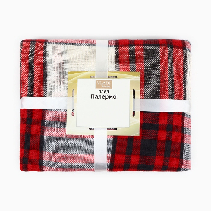 Плед Palermo 140х200см, цв.бел/крас/антр рап.1, шерсть 20%, пан40%, пэ40%
