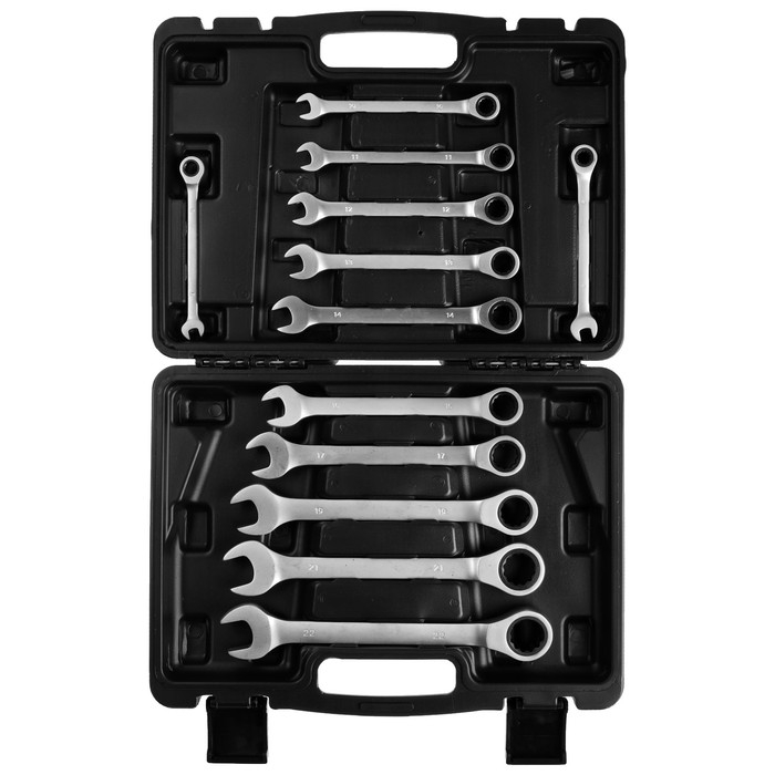 Ключи комбинированные трещоточные OMY 12PC202-P, 8 - 22 мм, 12 шт. в кейсе