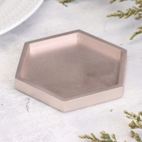 Подсвечник "Шестигранник. Мрамор" из гипса,9,7х11,3х1см,шампань