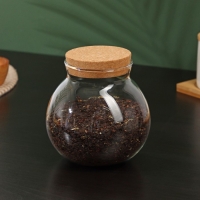 Банка стеклянная для хранения сыпучих продуктов &laquo;Бабл&raquo;, 1 л, 12,5&times;14 см, с пробковой крышкой