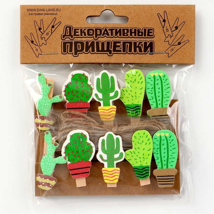 Набор декоративных прищепок "Кактусы" 1&times;12&times;13 см