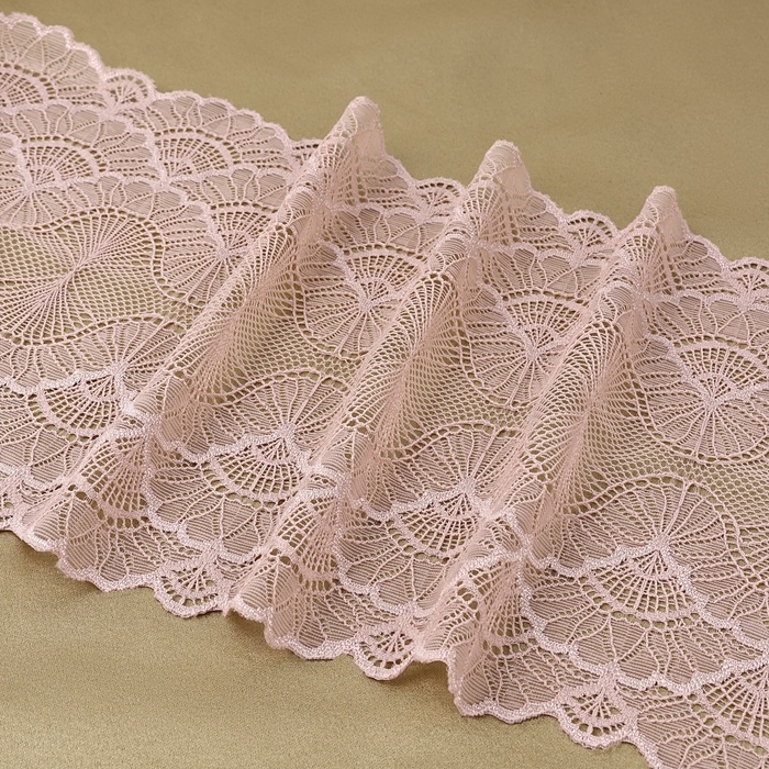 Кружевная эластичная ткань, 180 мм × 2,7 ± 0,5 м, цвет розово-бежевый Кружевная эластичная ткань, 180 мм × 2,7 ± 0,5 м, цвет розово-бежевый