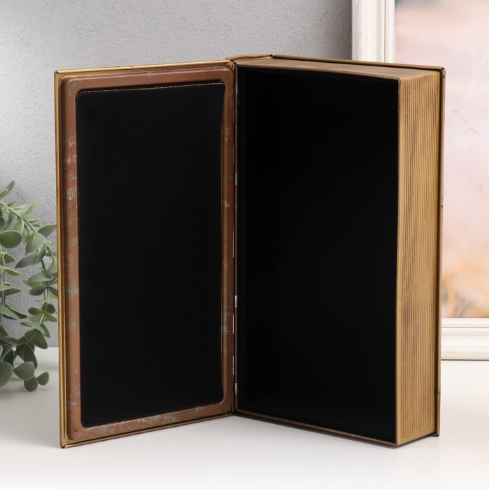 Шкатулка-книга металл, кожзам "Бабочка на букете" 26х16х5 см