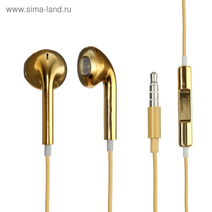 Наушники Luazon RX-13, вкладыши, микрофон, золотистые