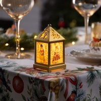 Светодиодная фигура &laquo;Золотистый фонарь с лисами&raquo; 6.3 &times; 12 &times; 6.3 см, пластик, батарейки AG13х3 (в комплекте), свечение тёплое белое