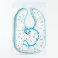 Набор детских слюнявчиков Крошка Я, 4 шт. + подарок, 29х20 см., цвет бирюзовый, серый