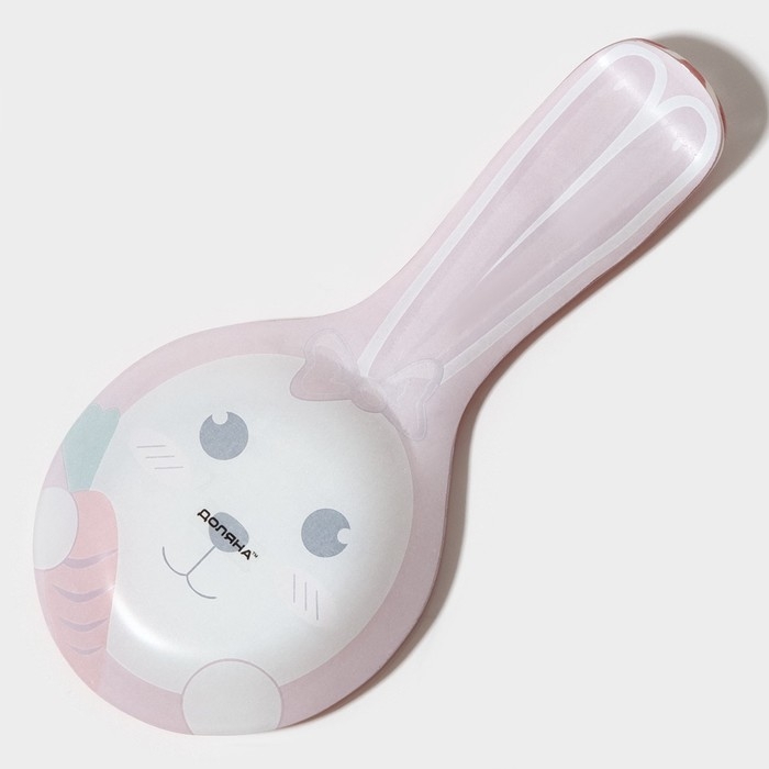 Подставка стеклянная под ложку Доляна &laquo;Зайка и морковка&raquo;, цвет розовый