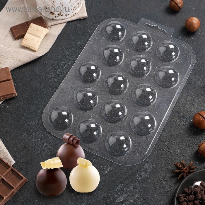 Форма для шоколада и конфет пластиковая «Конфеты сферы», 30 мм, цвет прозрачный Форма для шоколада и конфет пластиковая «Конфеты сферы», 30 мм, цвет прозрачный