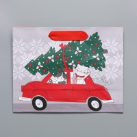 Пакет подарочный новогодний крафтовый горизонтальный &laquo;Спешу к тебе&raquo;, MS 23 х 18 х 10 см, Новый год