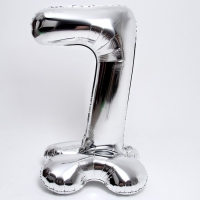 Шар фольгированный 50" &laquo;Цифра 7&raquo;, на подставке, серебро