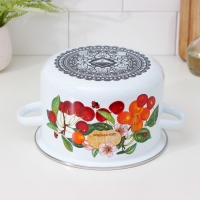 Кастрюля эмалированная &laquo;Черешня&raquo;, 3 л, индукция, цвет белый