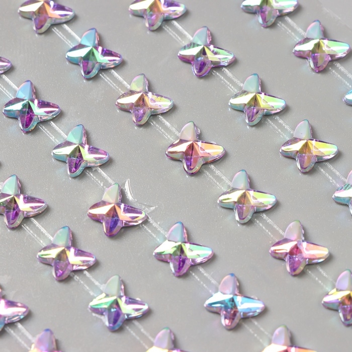 Наклейка пластик стразы "Бабочки" сиреневая 15х9 см