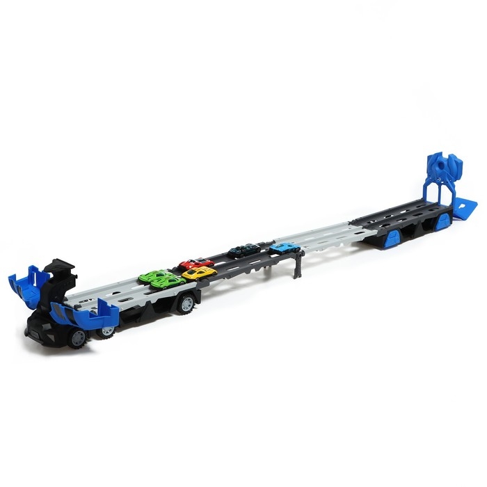 Парковка 2 в 1 Truck, 6 машинок, трансформируется в автотрек, звук, цвет синий Парковка 2 в 1 Truck, 6 машинок, трансформируется в автотрек, звук, цвет синий