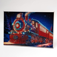 Новогодняя алмазная мозаика с гирляндой на раме с частичным заполнением «Новый год. Новогодний экспресс», 20 х 30 см Новогодняя алмазная мозаика с гирляндой на раме с частичным заполнением «Новый год. Новогодний экспресс», 20 х 30 см