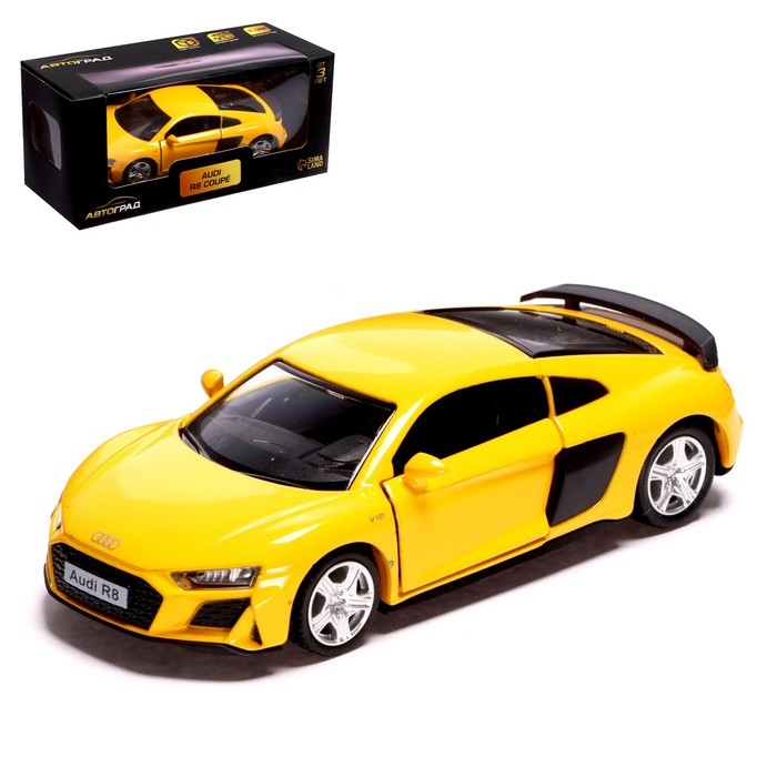 Машина металлическая AUDI R8 COUPE, 1:32, инерция, открываются двери, цвет жёлтый Машина металлическая AUDI R8 COUPE, 1:32, инерция, открываются двери, цвет жёлтый