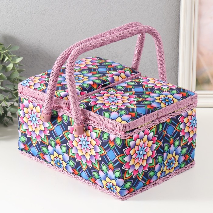 Шкатулка для рукоделия Шкатулка для рукоделия "Цветы калейдоскопа" 19х26х14,5 см