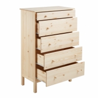 Комод TARVA 5, 76х40х127, Массив сосны