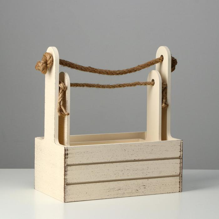 Набор кашпо деревянных 2 в 1 (25.5&times;15&times;30; 20&times;12&times;23) "Прованс", бежевый