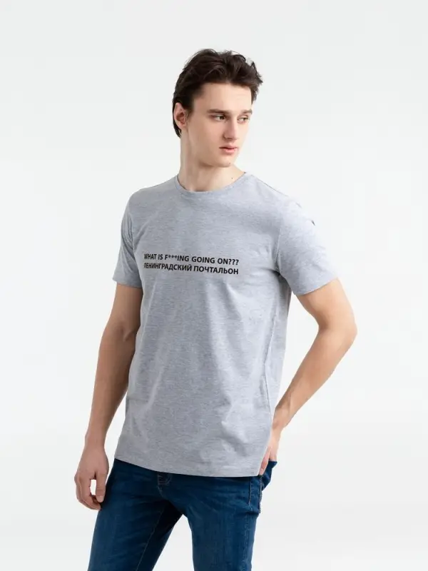Футболка &laquo;Ленинградский почтальон&raquo;, серый меланж, размер S