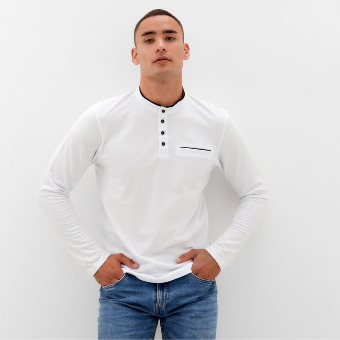 Джемпер мужской (пике) MINAKU цвет белый, р-р 44 Джемпер мужской (пике) MINAKU цвет белый, р-р 44