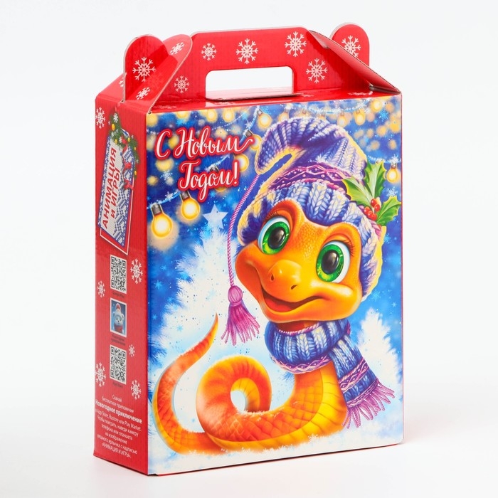 Новый год. Подарочная коробка Новогодняя Подарок Новый год. Подарочная коробка Новогодняя Подарок "Улыбка" с анимацией 16,8 х 6,8 х 20, 9 см.