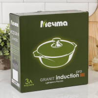 Жаровня «Гранит Black» Induction Pro, 3 л, d=28 см, стеклянная крышка, антипригарное покрытие, индукция, цвет чёрный Жаровня «Гранит Black» Induction Pro, 3 л, d=28 см, стеклянная крышка, антипригарное покрытие, индукция, цвет чёрный