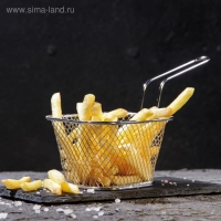 Корзинка для картофеля фри Доляна &laquo;Квадро&raquo;, 10&times;8,5&times;6 см, мелкая сетка, цвет серебристый