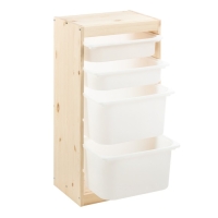 Стеллаж TROFAST-2, с контейнерами, вертикальный, Массив сосны